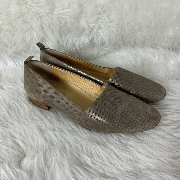 Paul Green Perry Perforated Metallic Gold Suede Leather Loafers UK 6.5 US 9 - Picture 1 of 8